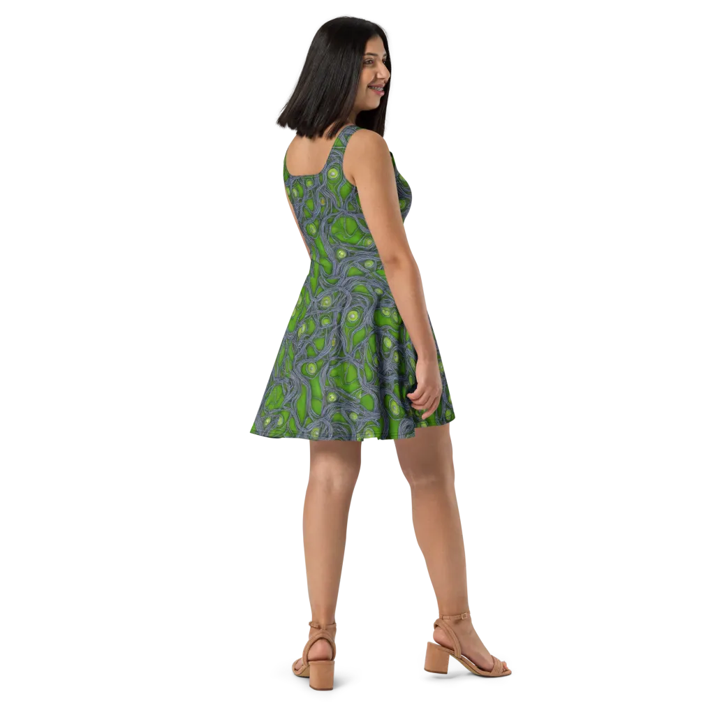 Neon Mycelium on Skater Dress — Right