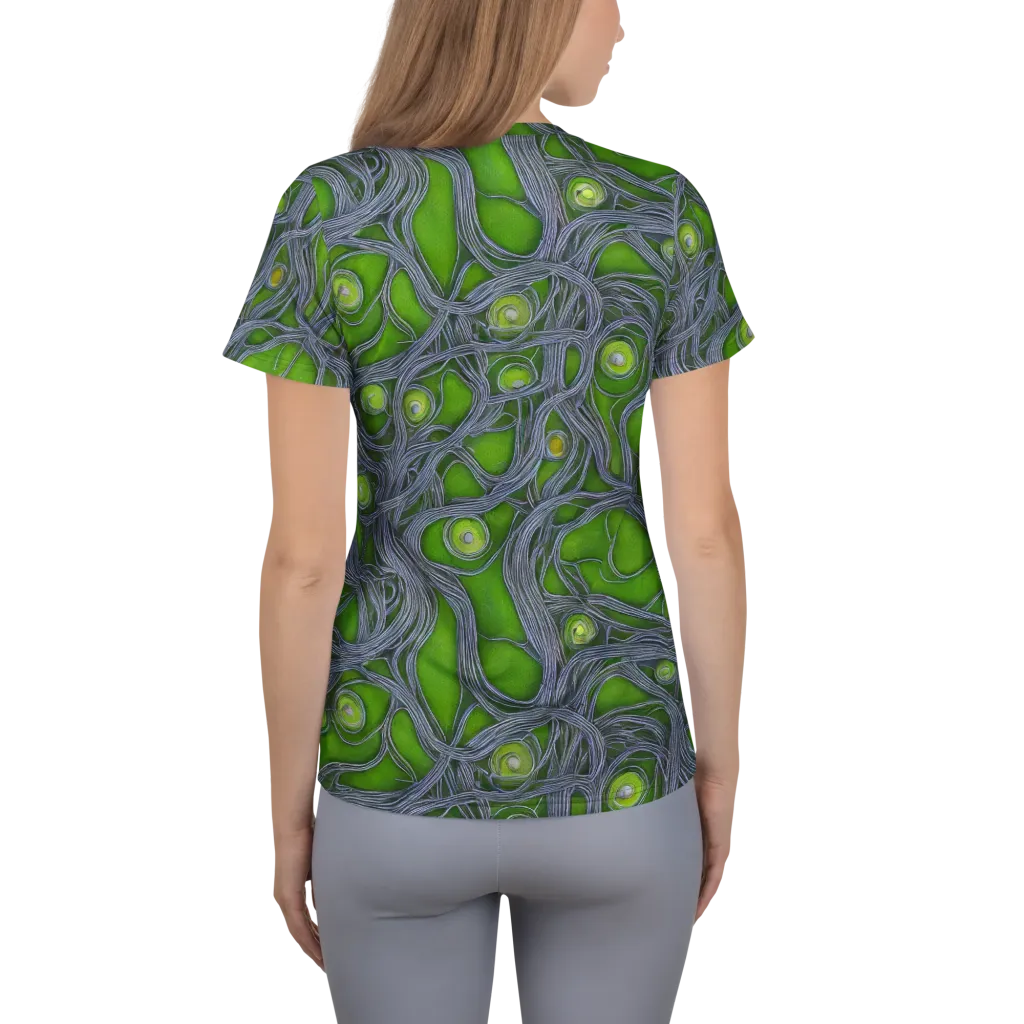 Neon Mycelium on Women's Athletic T-Shirt — Back