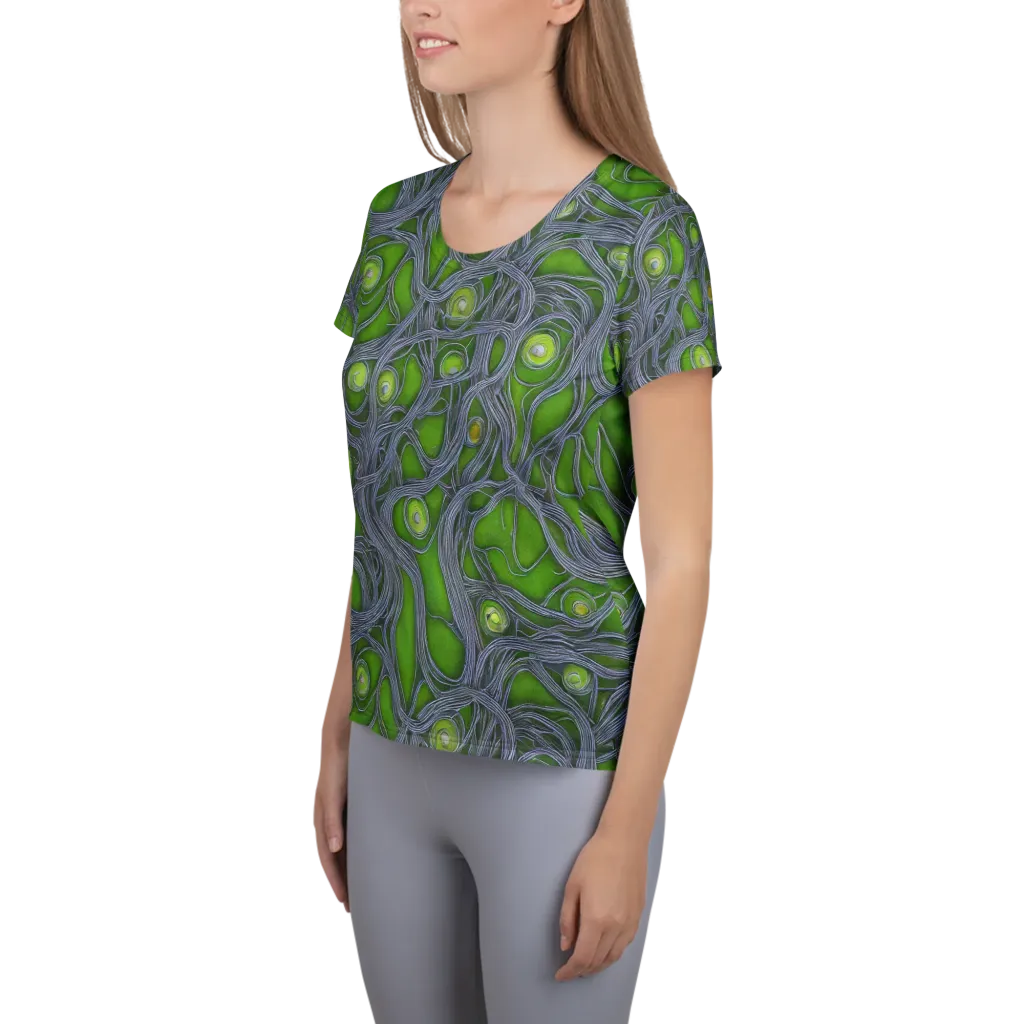 Neon Mycelium on Women's Athletic T-Shirt — Left