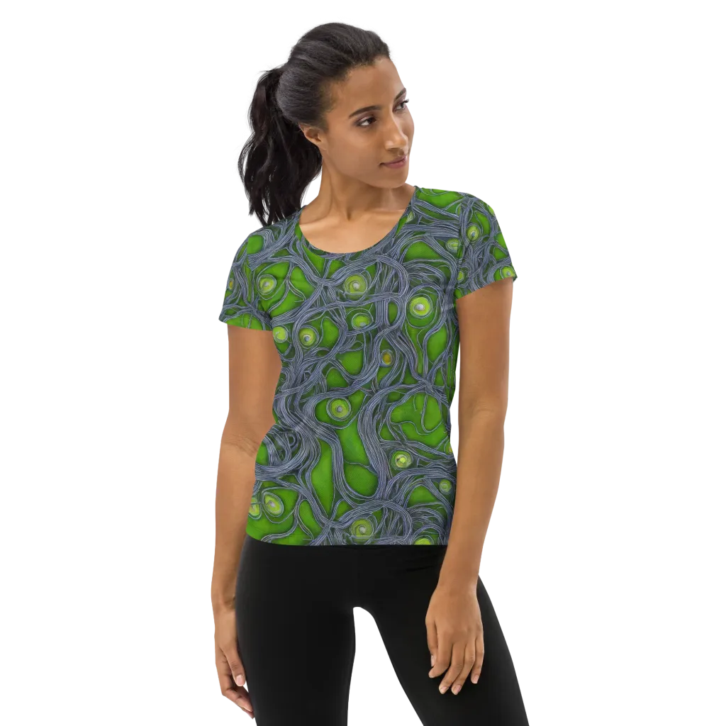 Neon Mycelium on Women's Athletic T-Shirt — Front