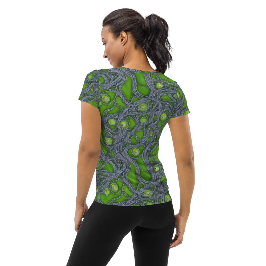 Neon Mycelium on Women's Athletic T-Shirt — Back
