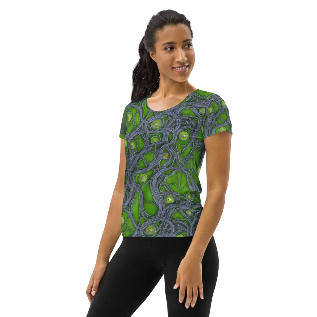 Neon Mycelium on Women's Athletic T-Shirt — Left