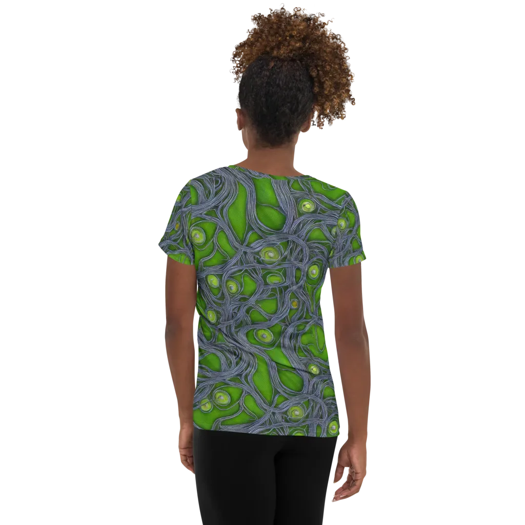 Neon Mycelium on Women's Athletic T-Shirt — Back