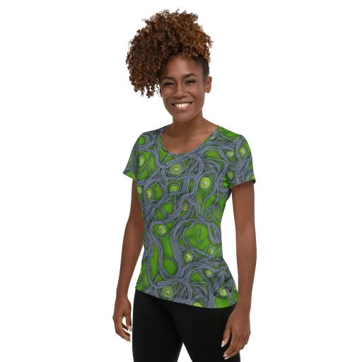Neon Mycelium on a Women's Athletic T-Shirt