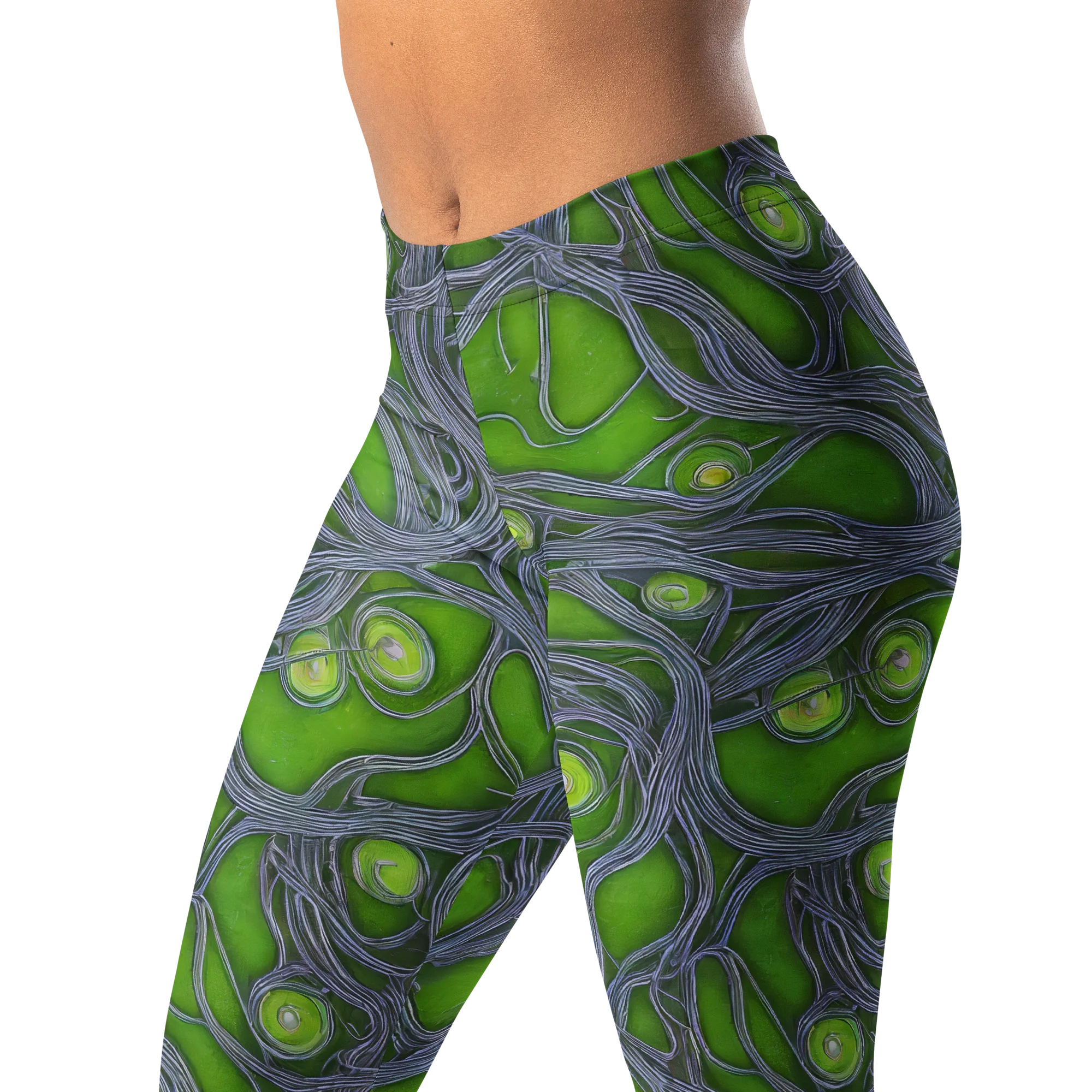Neon Mycelium on Leggings — Left Front