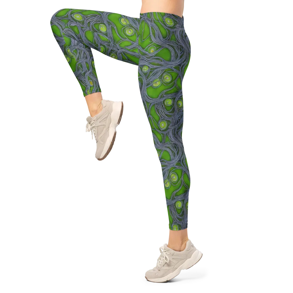 Neon Mycelium on Leggings — Left