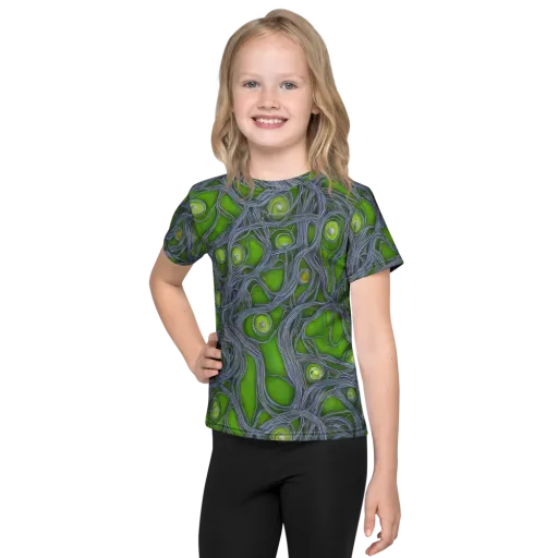 Neon Mycelium on a Kids Crew Neck T-Shirt