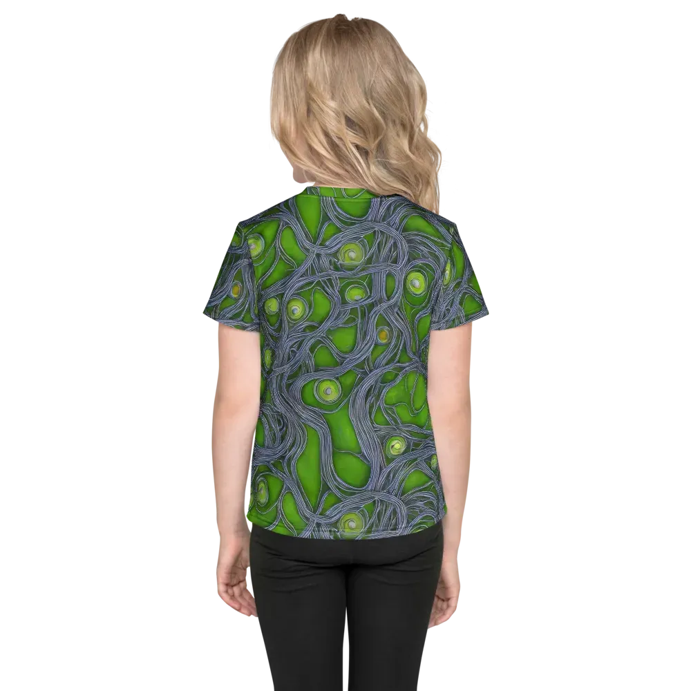 Neon Mycelium on Kids Crew Neck T-Shirt — Back