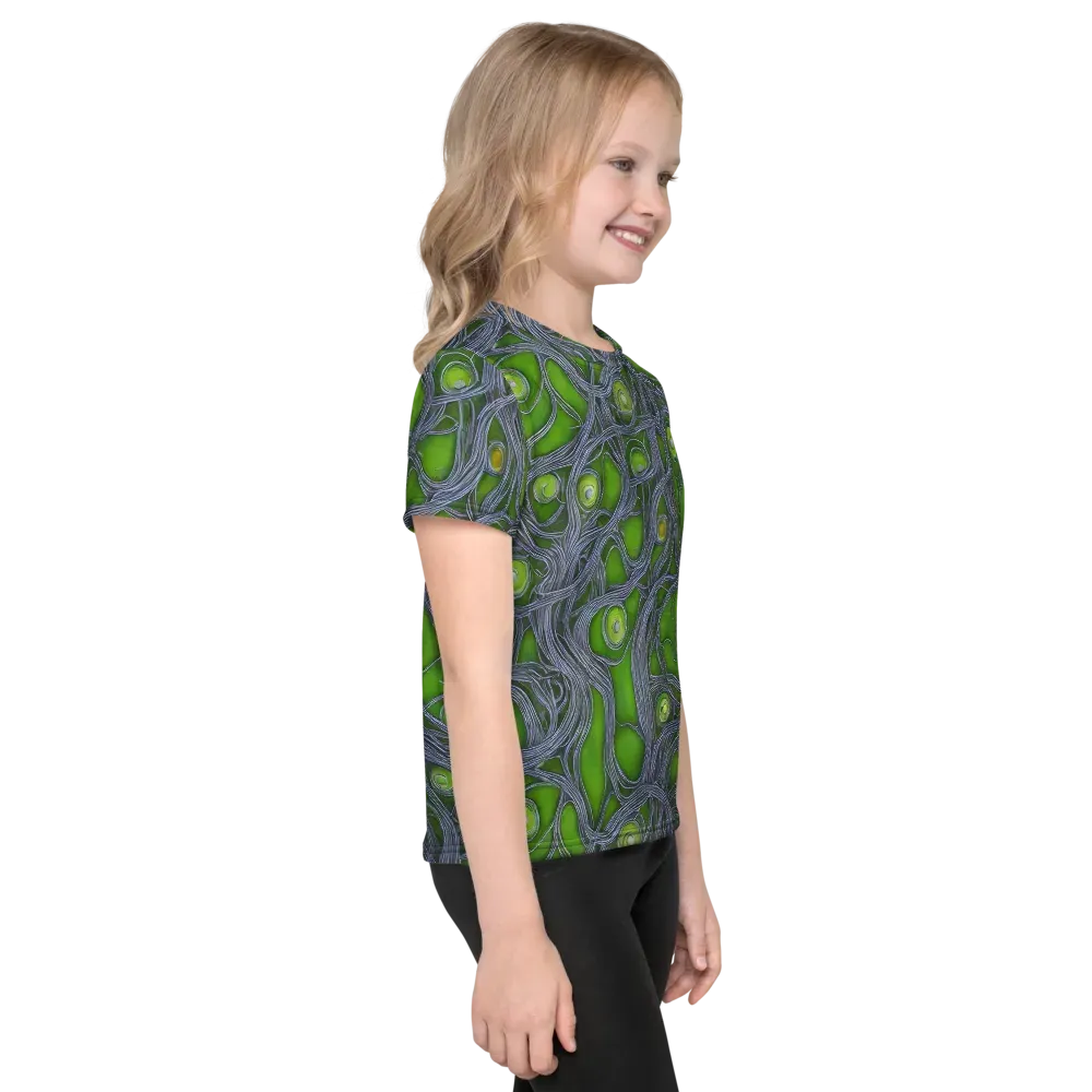 Neon Mycelium on Kids Crew Neck T-Shirt — Right
