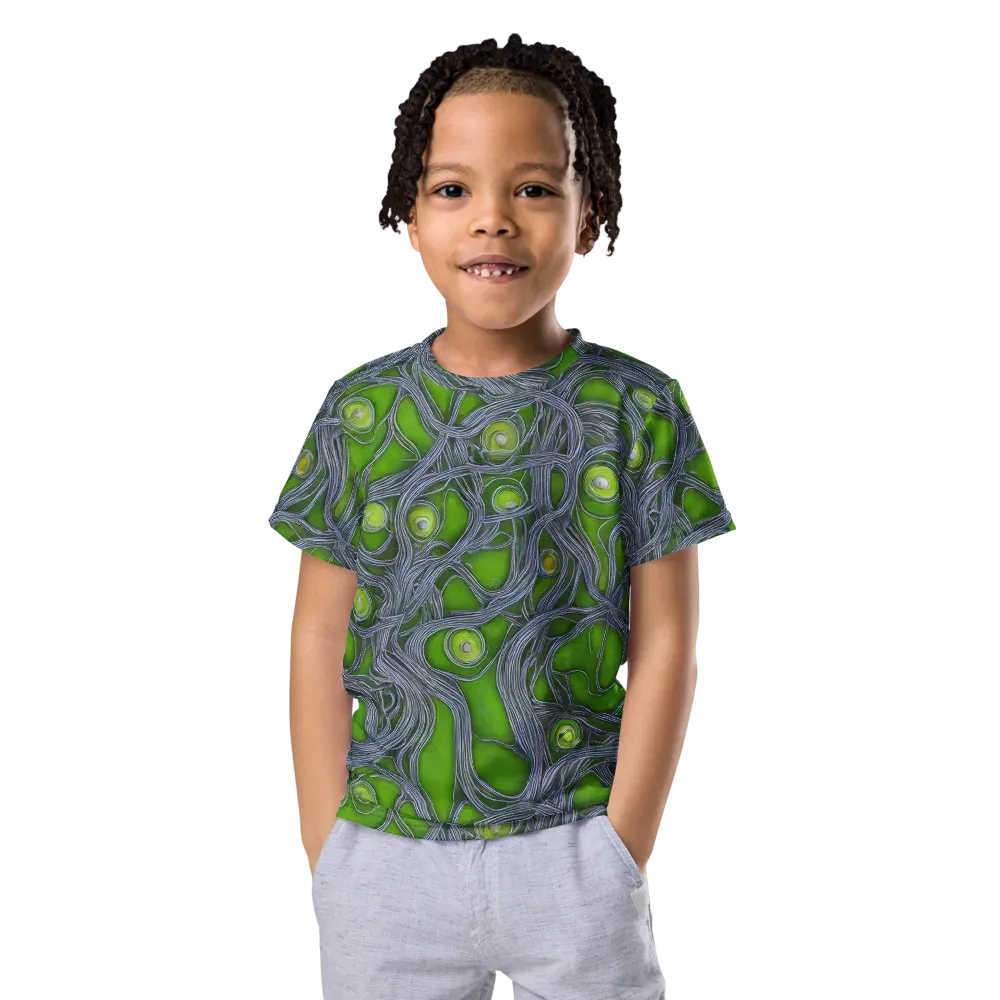 Neon Mycelium on Kids Crew Neck T-Shirt — Front