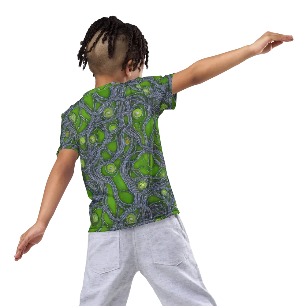 Neon Mycelium on Kids Crew Neck T-Shirt — Back