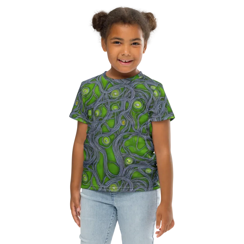 Neon Mycelium on Kids Crew Neck T-Shirt — Front