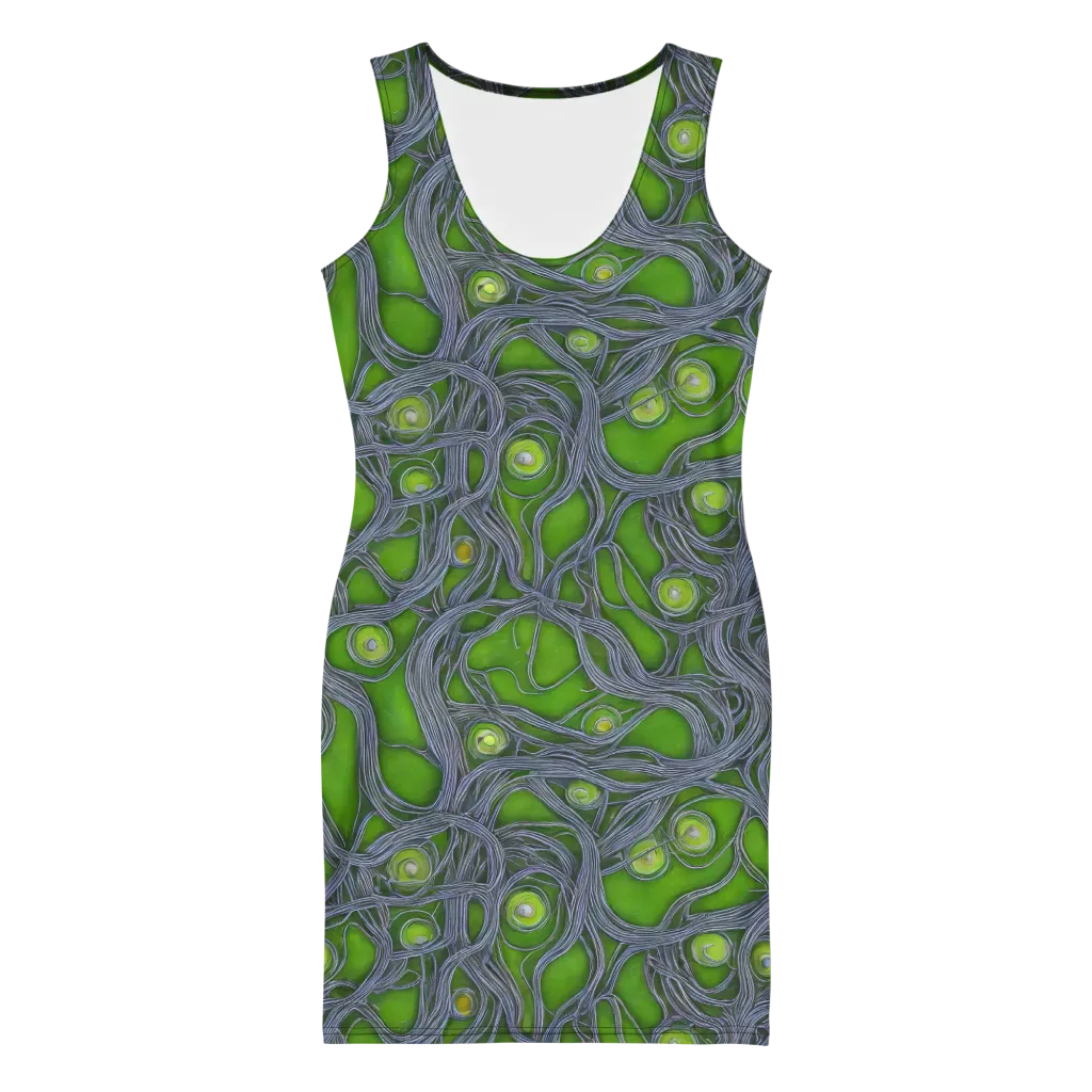 Neon Mycelium on Bodycon Dress — Front