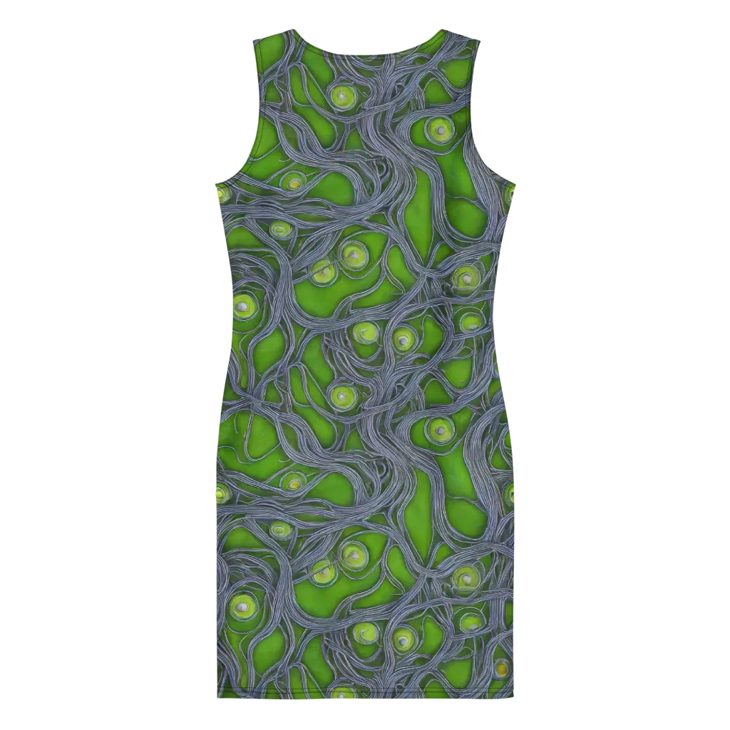 Neon Mycelium on Bodycon Dress — Back