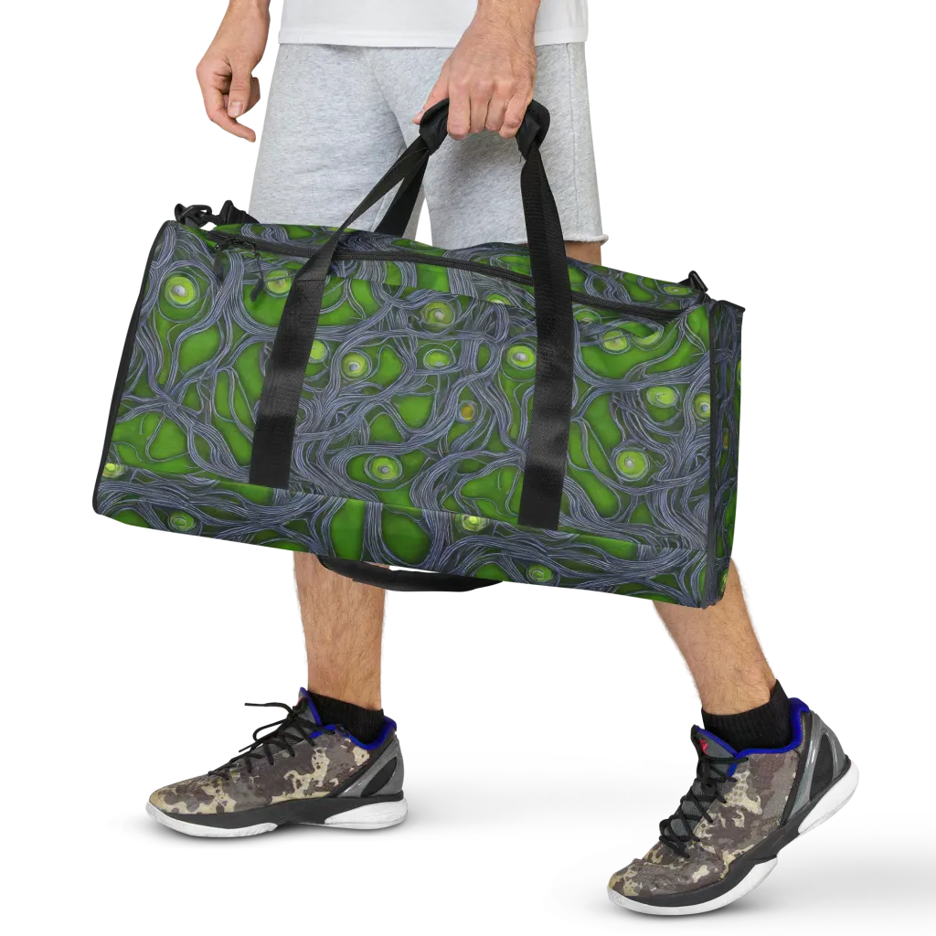 Neon Mycelium on Duffle Bag — Front