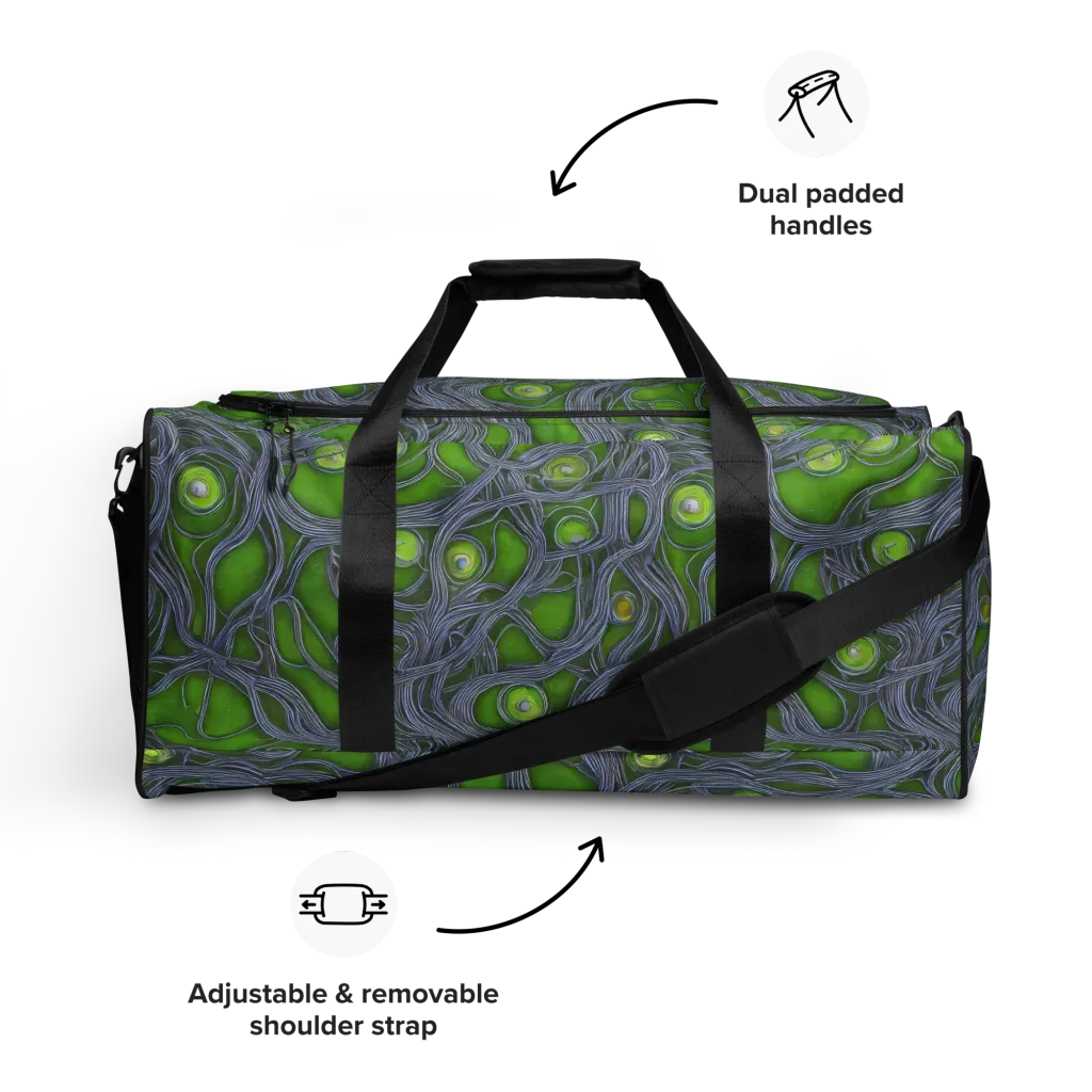 Neon Mycelium on Duffle Bag — Front