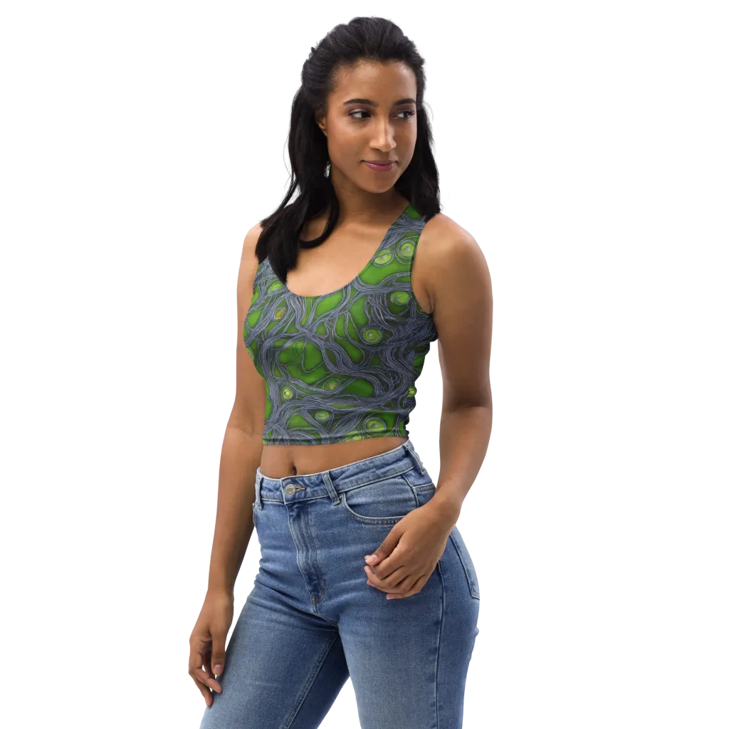 Neon Mycelium on Crop Top — Left Front