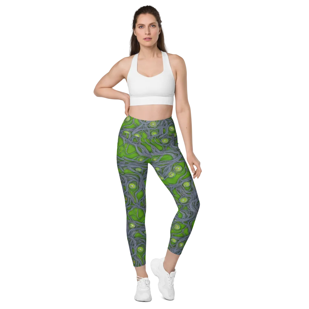 Neon Mycelium on Leggings with Pockets — Front
