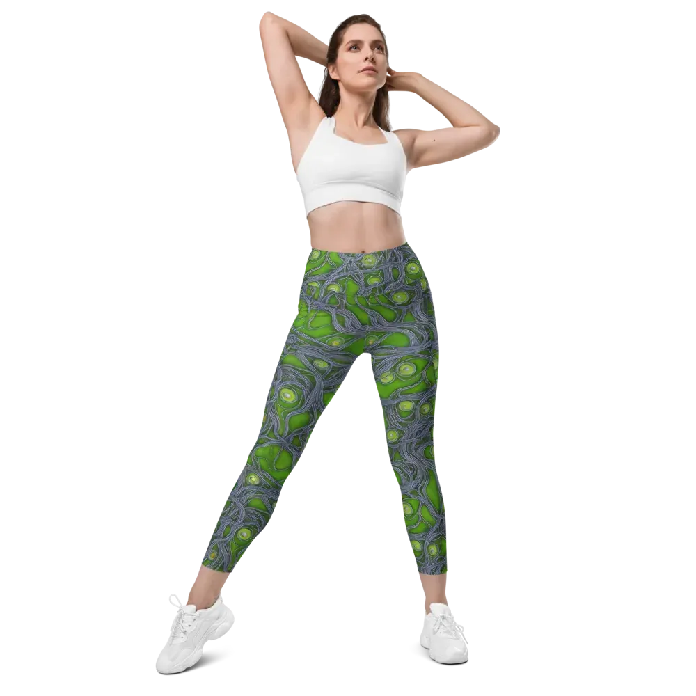 Neon Mycelium on Leggings with Pockets — Front