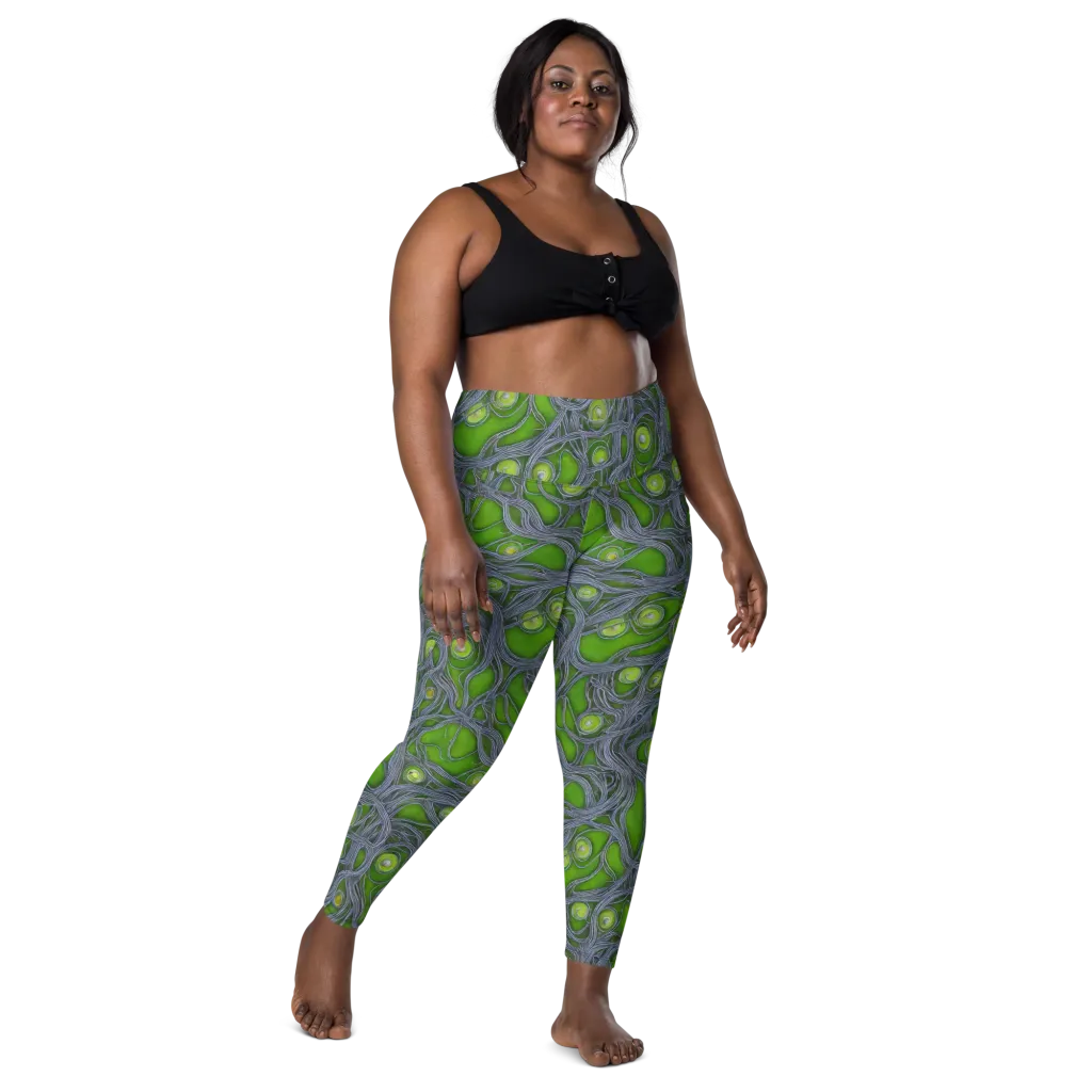 Neon Mycelium on Leggings with Pockets — Front