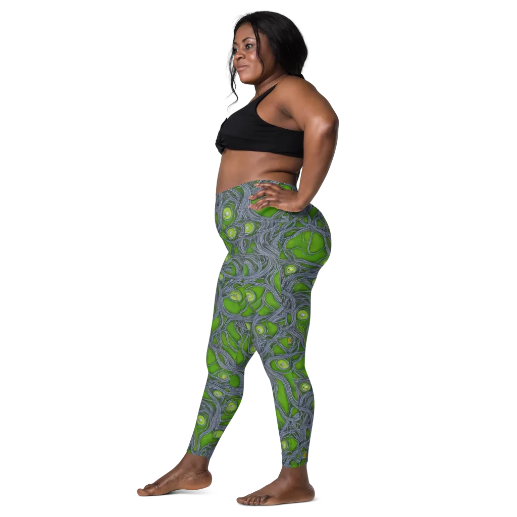 Neon Mycelium on Leggings with Pockets — Left