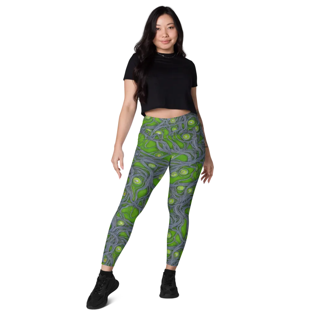 Neon Mycelium on Leggings with Pockets — Front