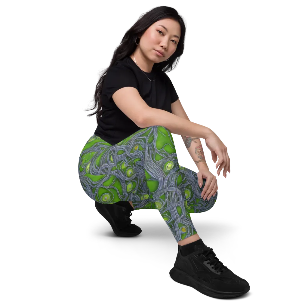 Neon Mycelium on Leggings with Pockets — Right Front