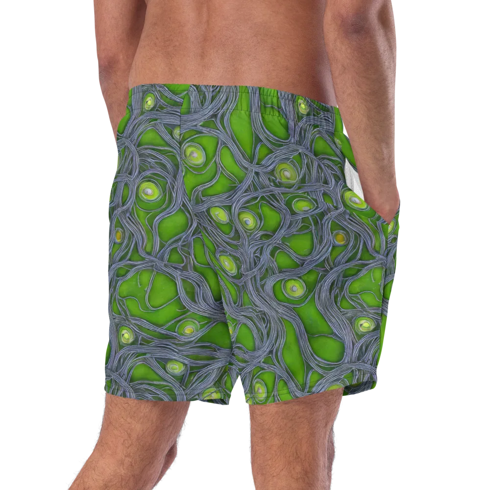 Neon Mycelium on Swim Trunks — Right Back