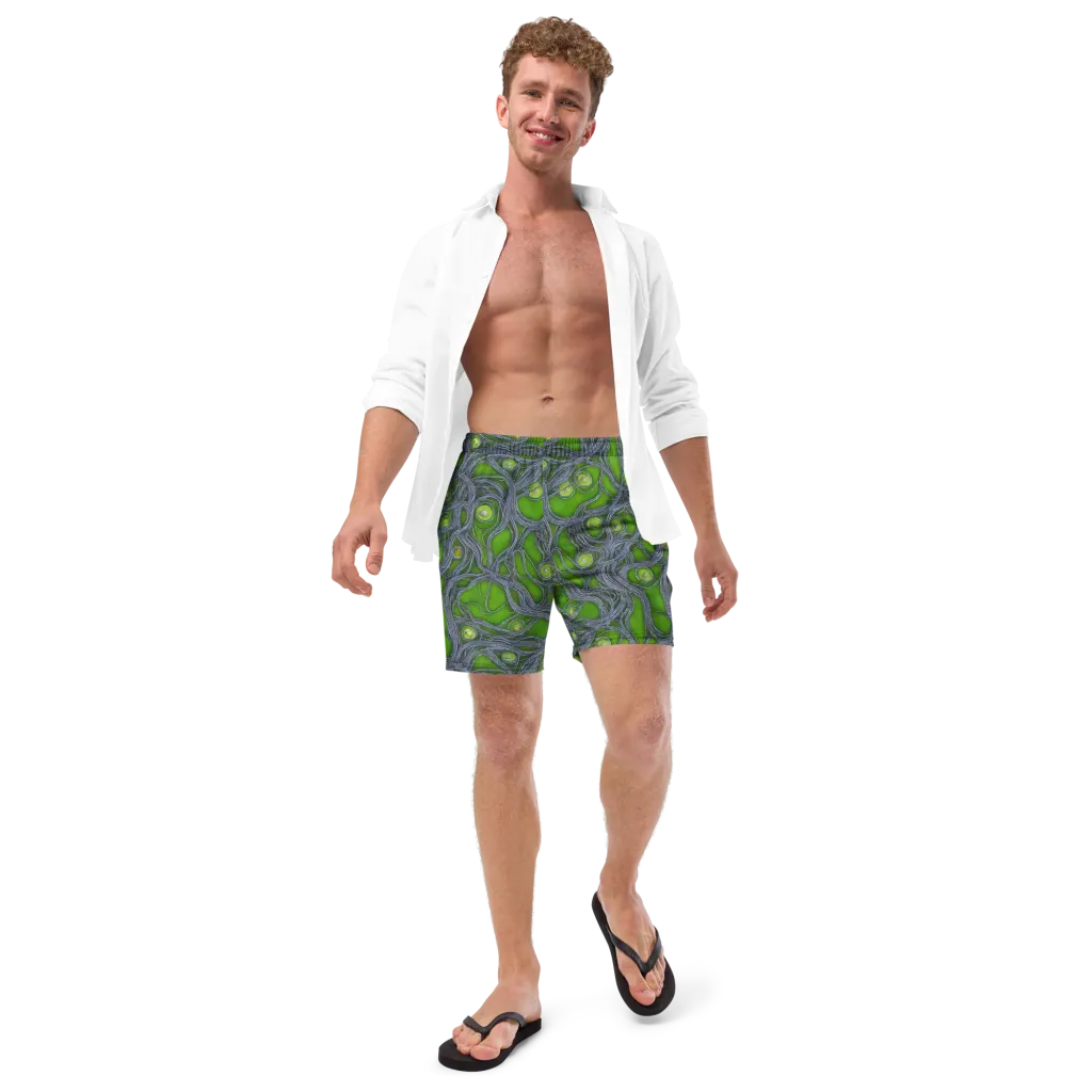 Neon Mycelium on Swim Trunks — Front