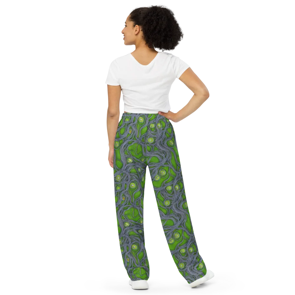 Neon Mycelium on Wide-Leg Pants — Back