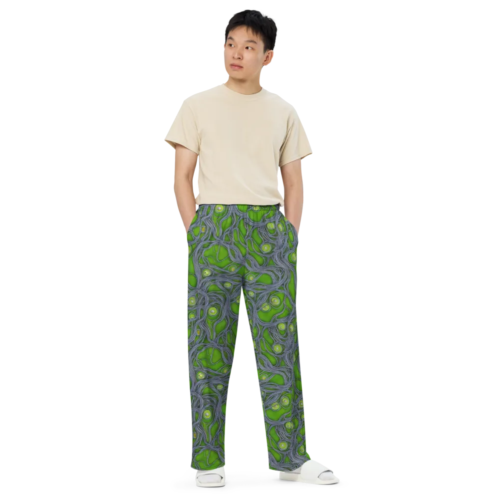 Neon Mycelium on Wide-Leg Pants — Front