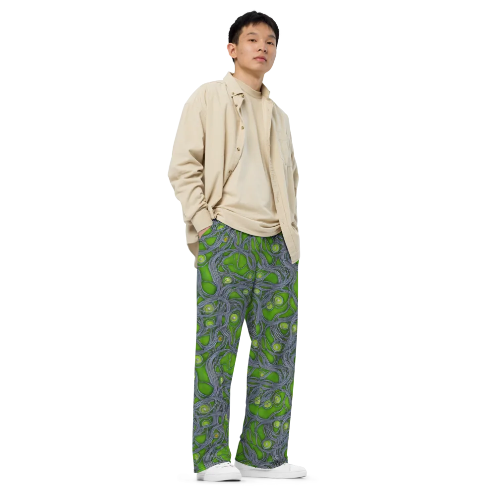 Neon Mycelium on Wide-Leg Pants — Right Front