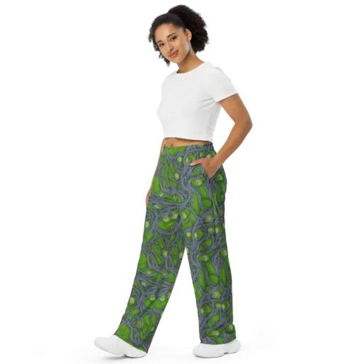 Neon Mycelium on a Wide-Leg Pants