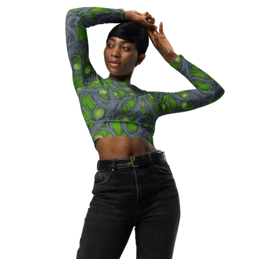 Neon Mycelium on a Long Sleeve Crop Top
