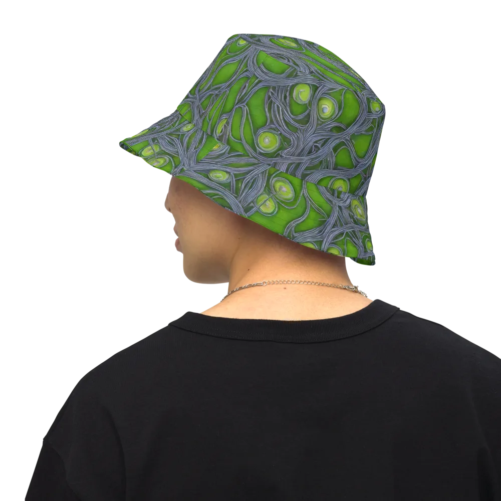 Neon Mycelium on Reversible Bucket Hat — Back Inside