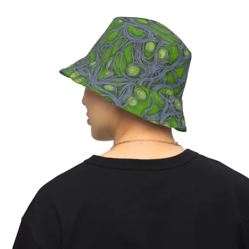 Neon Mycelium on a Reversible Bucket Hat