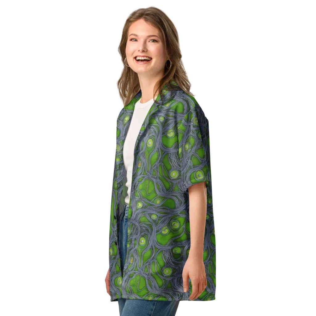 Neon Mycelium on Button Shirt — Left Front