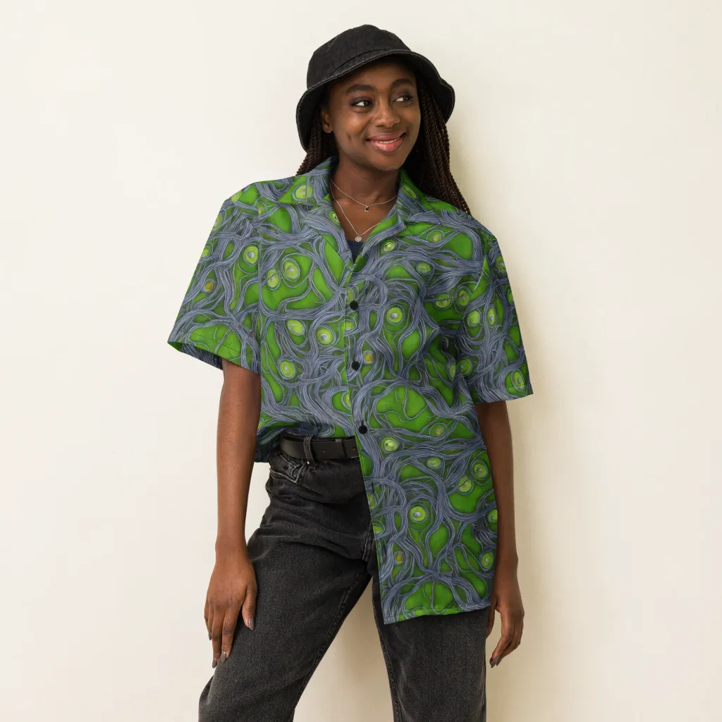 Neon Mycelium on Button Shirt — Front