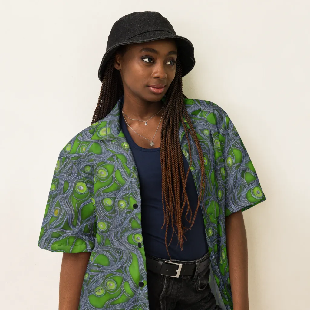 Neon Mycelium on Button Shirt — Right Front