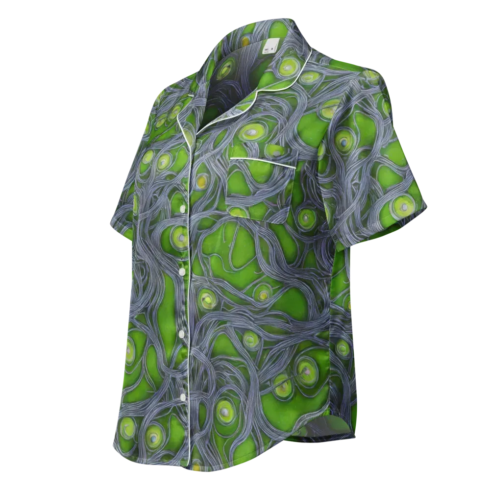 Neon Mycelium on Women's Short Sleeve Pajama Top — Left Front
