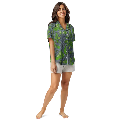 Neon Mycelium on a Women's Short Sleeve Pajama Top