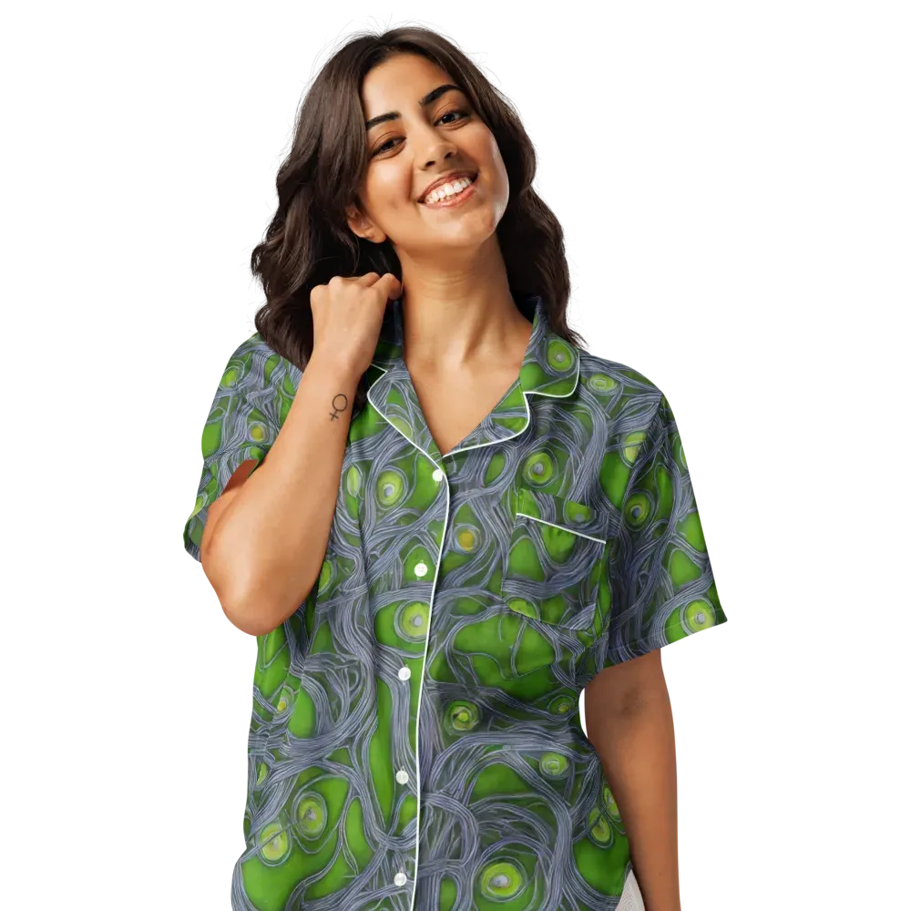 Neon Mycelium on Women's Short Sleeve Pajama Top — Front