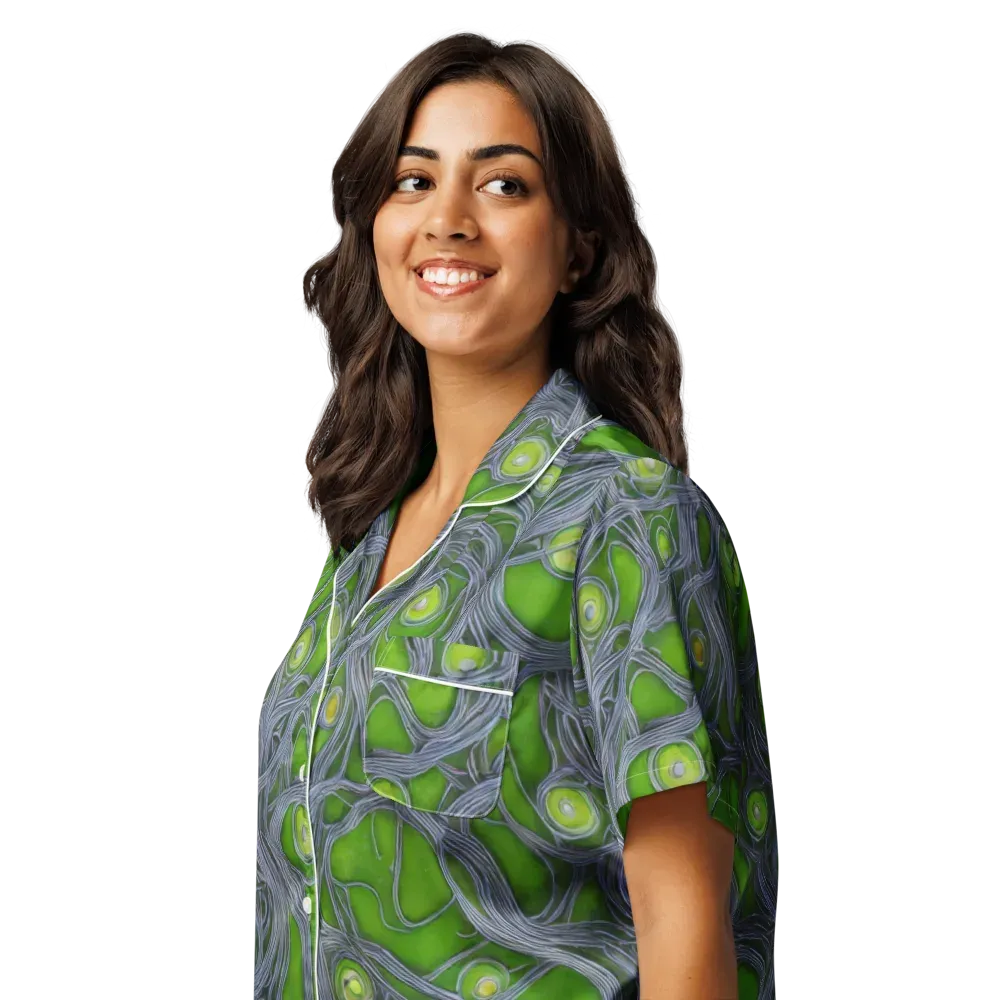 Neon Mycelium on Women's Short Sleeve Pajama Top — Left Front