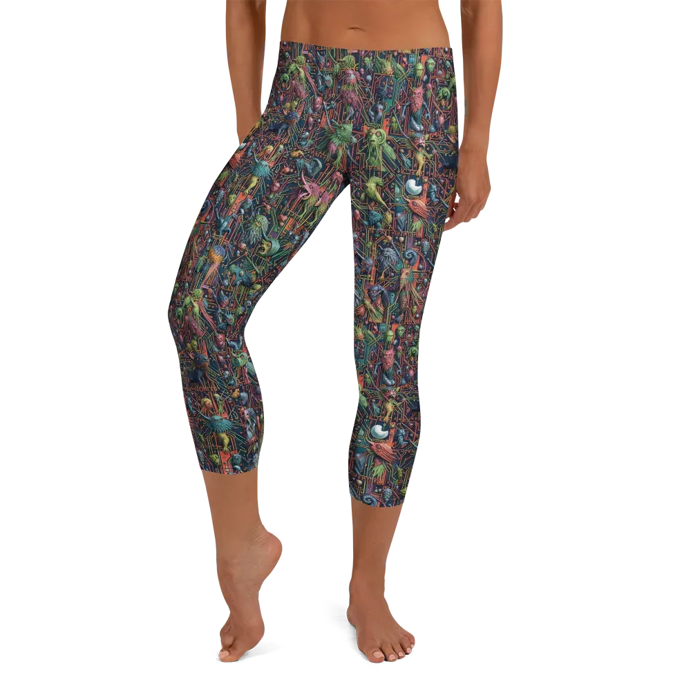 Circuit Beastiary on Capri Leggings — Front