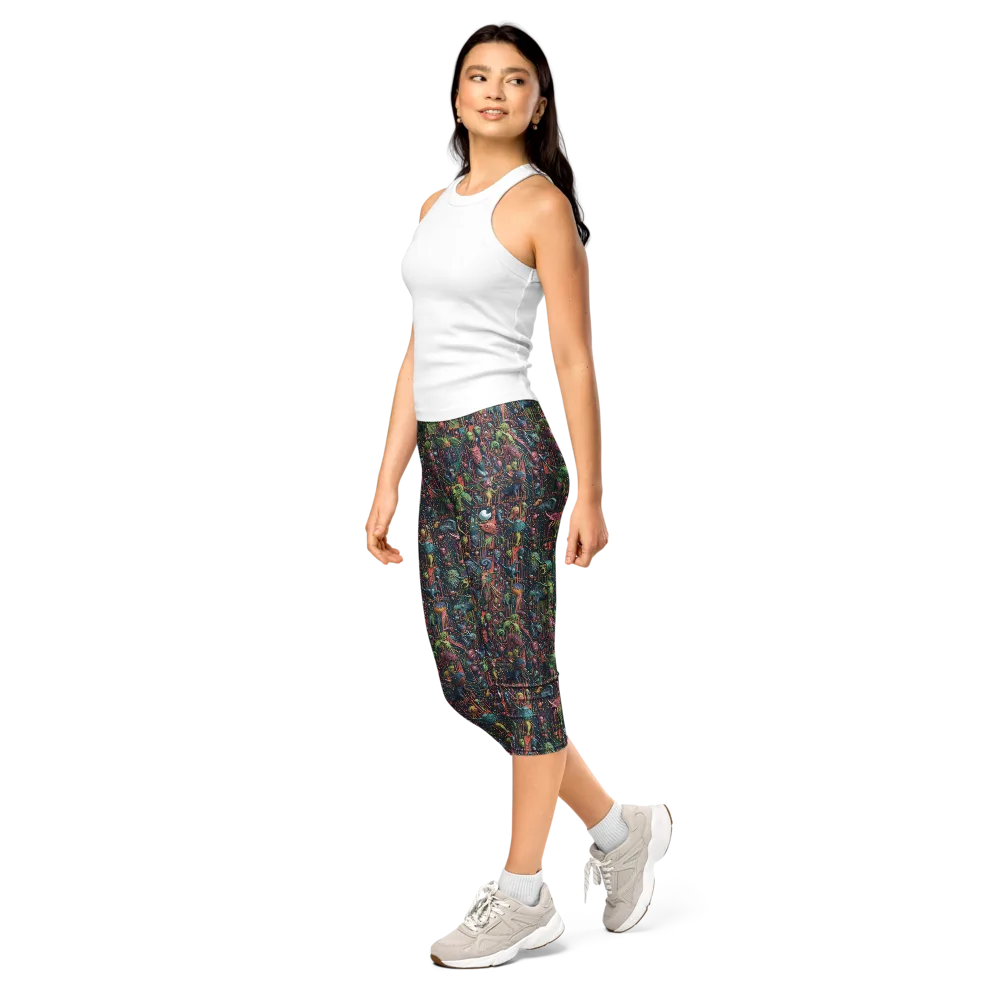 Circuit Beastiary on Capri Leggings — Left Front