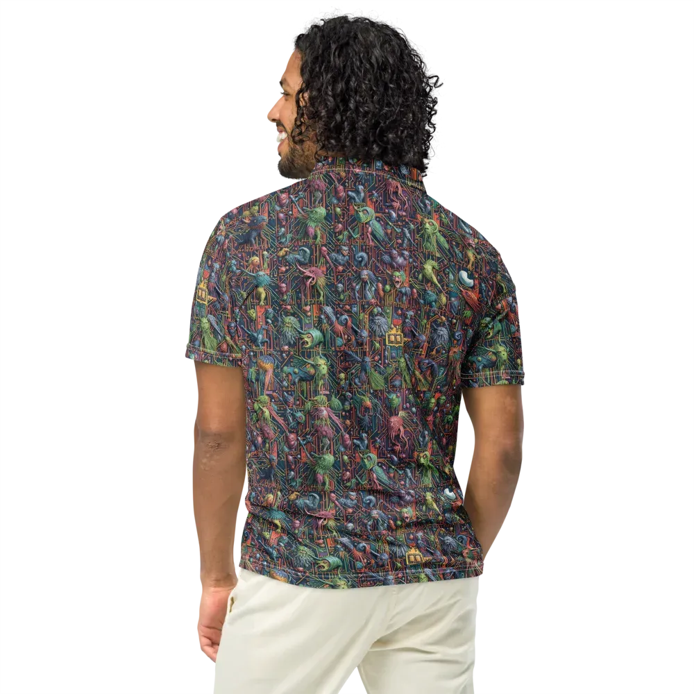 Circuit Beastiary on Men's Slim Fit Polo Shirt — Back