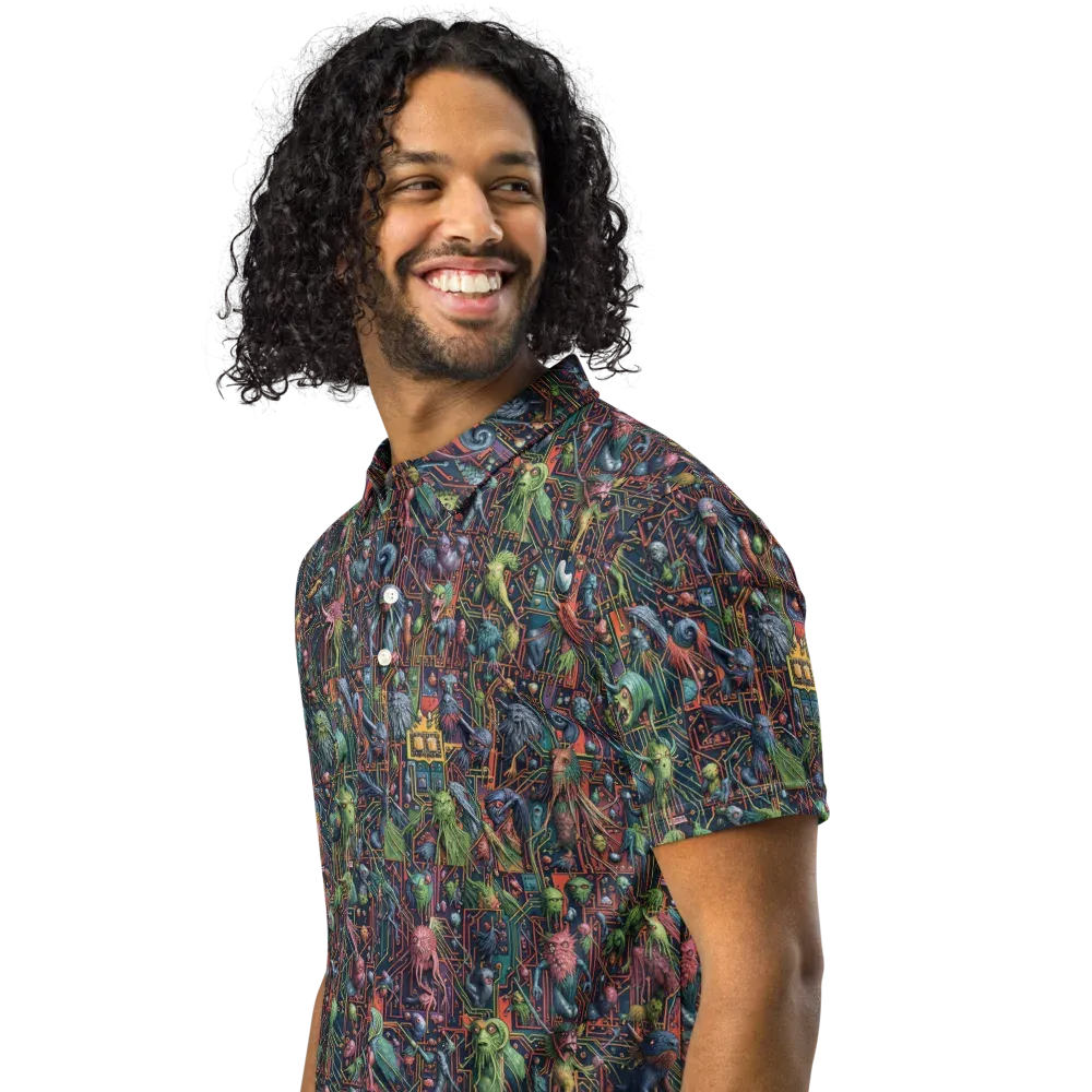 Circuit Beastiary on Men's Slim Fit Polo Shirt — Left Front