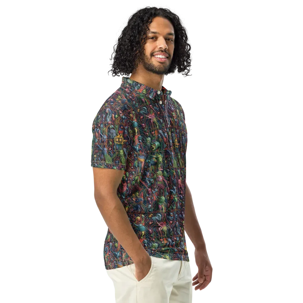 Circuit Beastiary on Men's Slim Fit Polo Shirt — Right Front