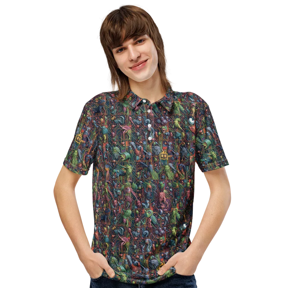 Circuit Beastiary on Men's Slim Fit Polo Shirt — Front