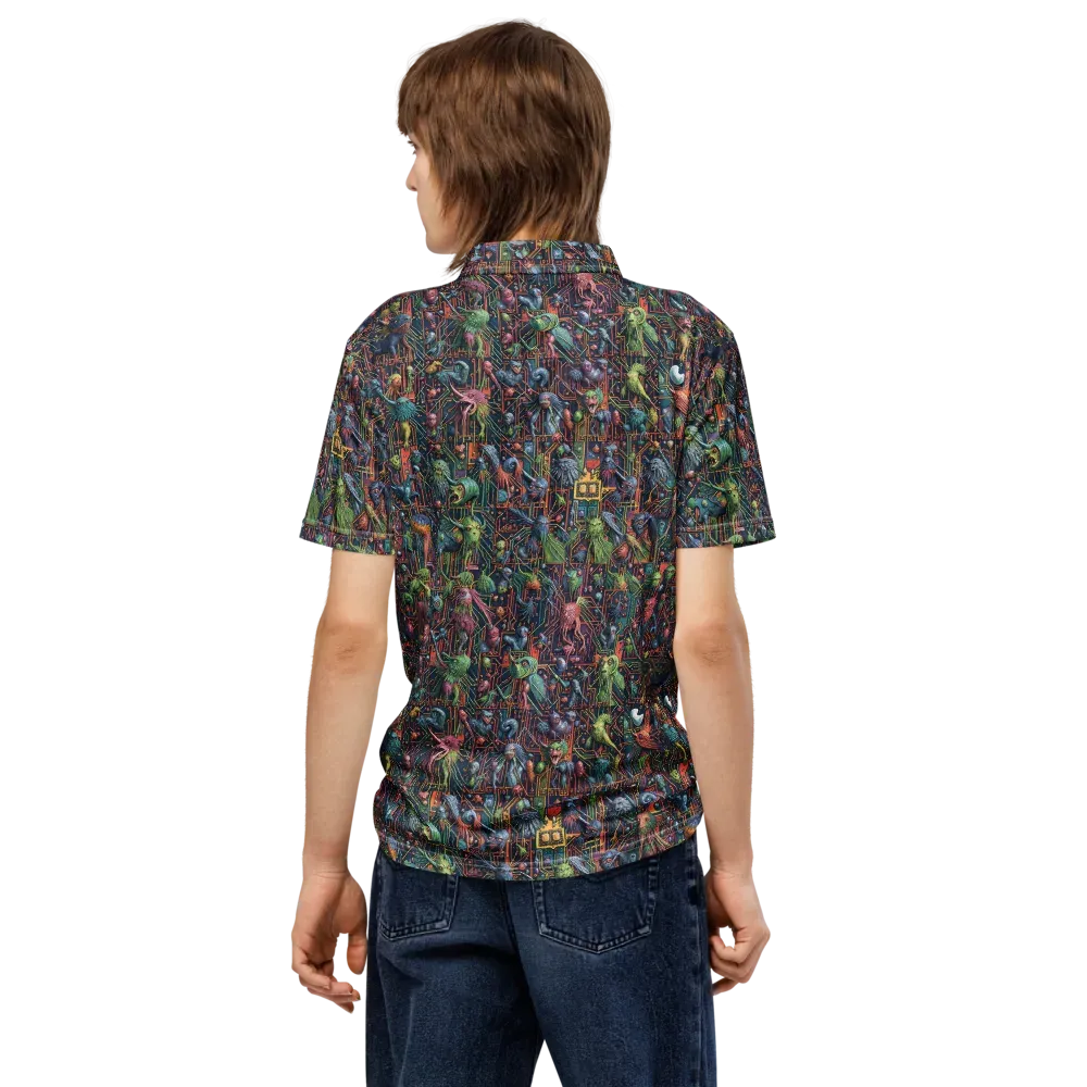Circuit Beastiary on Men's Slim Fit Polo Shirt — Back